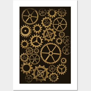 SteamPunk Golden Gears Posters and Art